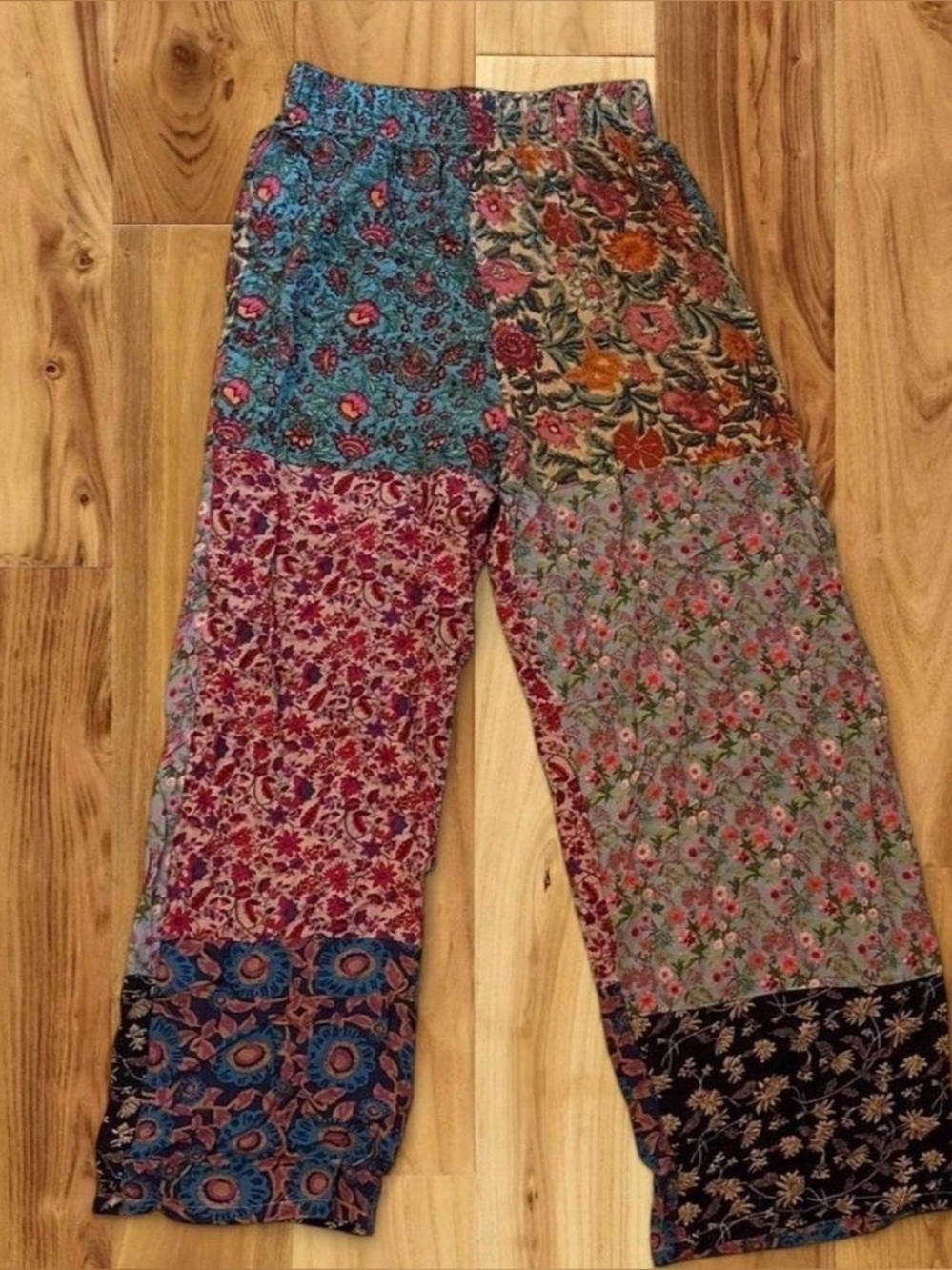 NATURAL LIFE Multicolor Patchwork Wide-Leg Pants